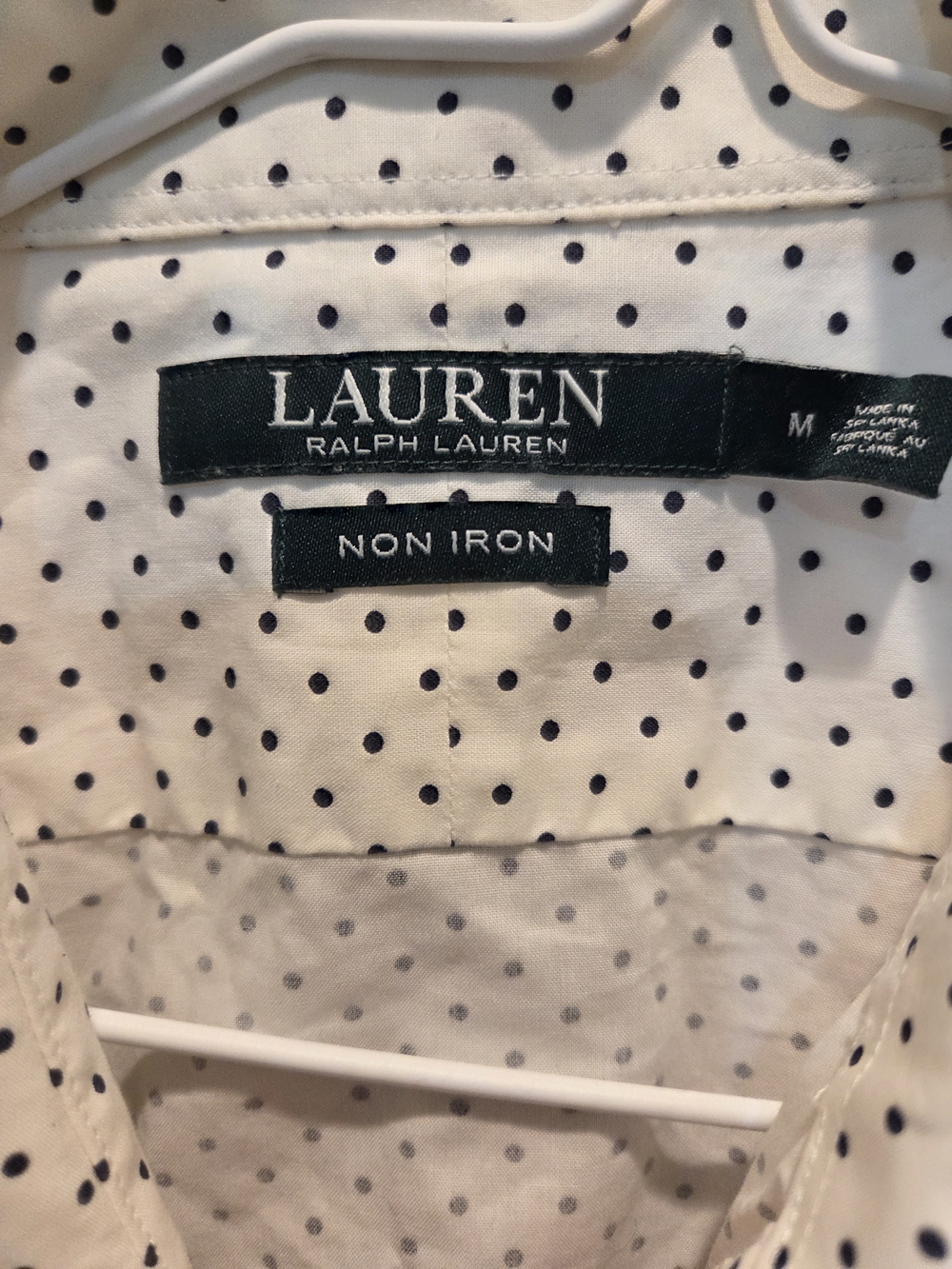 Lauren Ralph Lauren White Shirt with Black Polka Dots